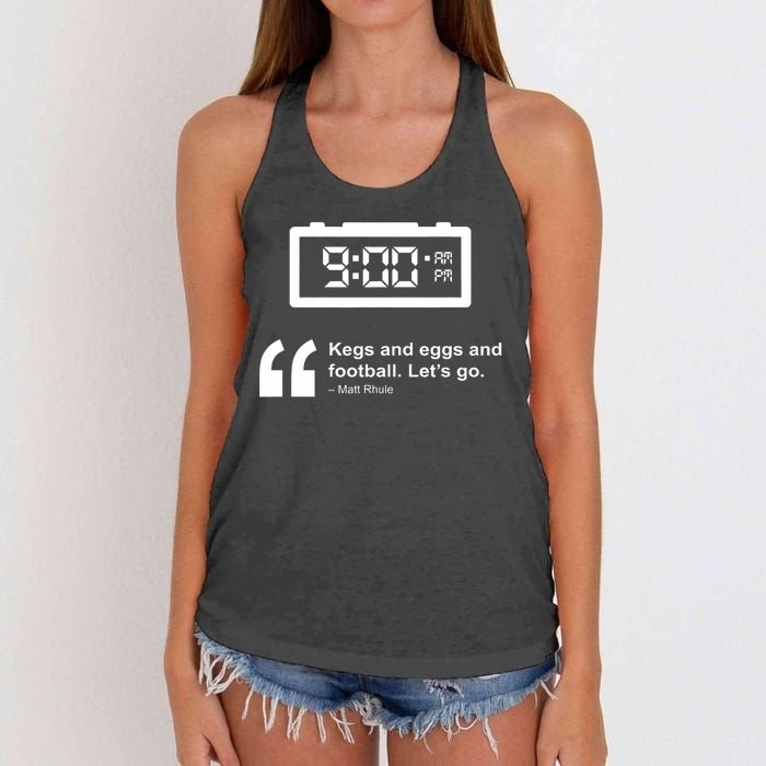 Kegs And Eggs And Football Women's Knotted Racerback Tank