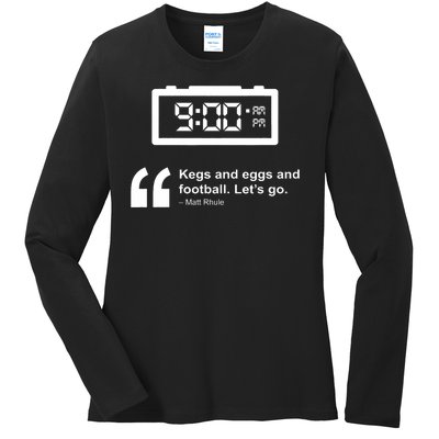 Kegs And Eggs And Football Ladies Long Sleeve Shirt