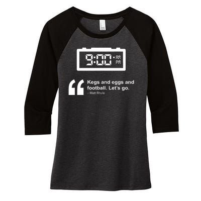 Kegs And Eggs And Football Women's Tri-Blend 3/4-Sleeve Raglan Shirt