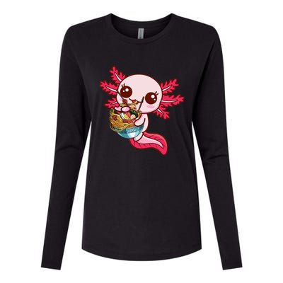 Kawaii Axolotl Eat Ra Japanese Anime Noodles Girls Womens Cotton Relaxed Long Sleeve T-Shirt