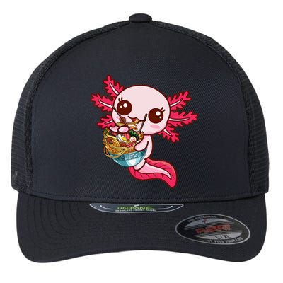 Kawaii Axolotl Eat Ra Japanese Anime Noodles Girls Flexfit Unipanel Trucker Cap