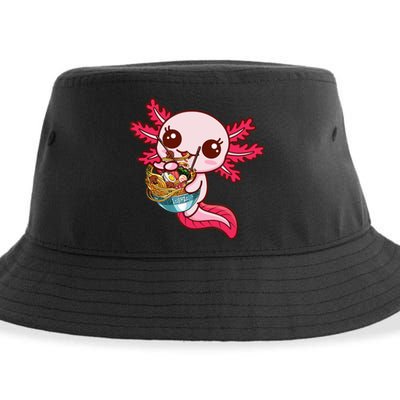 Kawaii Axolotl Eat Ra Japanese Anime Noodles Girls Sustainable Bucket Hat