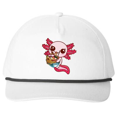 Kawaii Axolotl Eat Ra Japanese Anime Noodles Girls Snapback Five-Panel Rope Hat