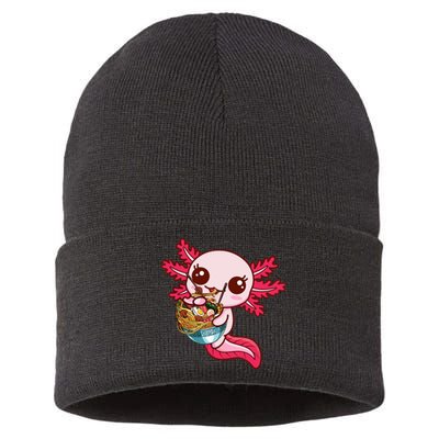 Kawaii Axolotl Eat Ra Japanese Anime Noodles Girls Sustainable Knit Beanie