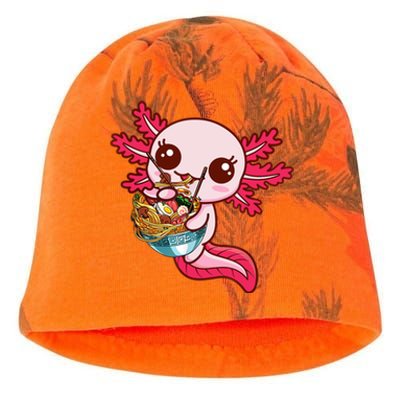 Kawaii Axolotl Eat Ra Japanese Anime Noodles Girls Kati - Camo Knit Beanie