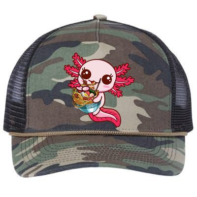 Kawaii Axolotl Eat Ra Japanese Anime Noodles Girls Retro Rope Trucker Hat Cap