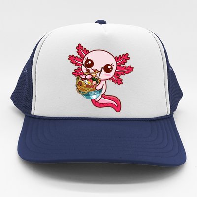 Kawaii Axolotl Eat Ra Japanese Anime Noodles Girls Trucker Hat