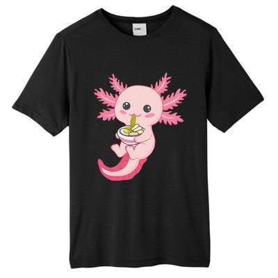 Kawaii Axolotl Eating Ramen Noodles Anime Tall Fusion ChromaSoft Performance T-Shirt