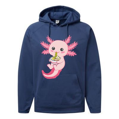 Kawaii Axolotl Eating Ramen Noodles Anime Performance Fleece Hoodie