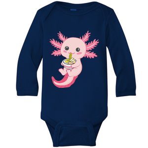 Kawaii Axolotl Eating Ramen Noodles Anime Baby Long Sleeve Bodysuit