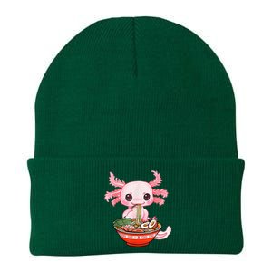 Kawaii Axolotl Eating Ramen Noodles Anime Gift Teens Knit Cap Winter Beanie