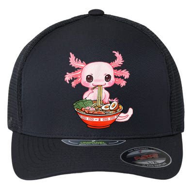 Kawaii Axolotl Eating Ramen Noodles Anime Gift Teens Flexfit Unipanel Trucker Cap