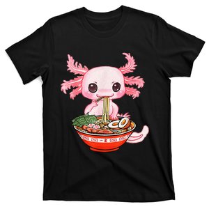 Kawaii Axolotl Eating Ramen Noodles Anime Gift Teens T-Shirt