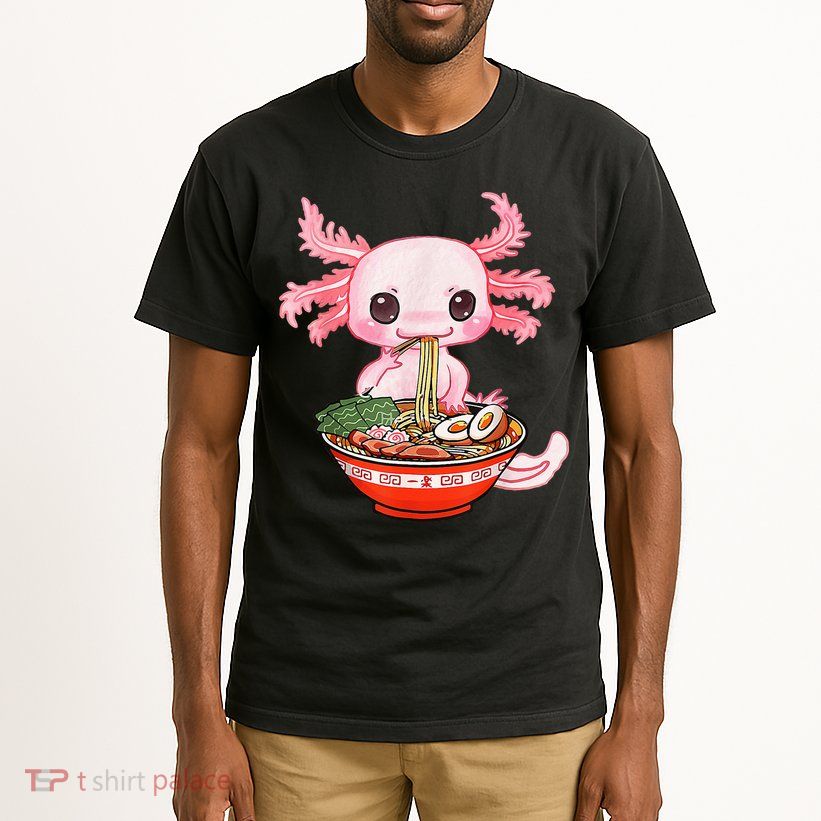 Kawaii Axolotl Eating Ramen Noodles Anime Gift Teens Tall T-Shirt