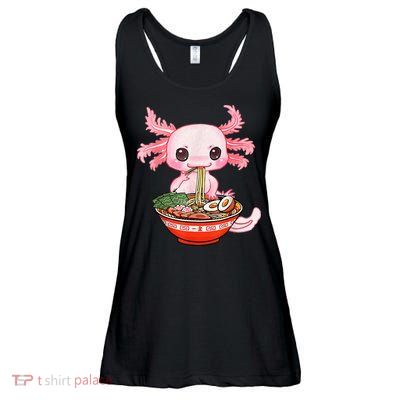 Kawaii Axolotl Eating Ramen Noodles Anime Gift Teens Ladies Essential Flowy Tank