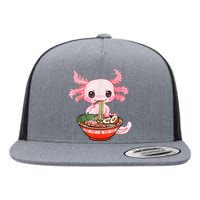 Kawaii Axolotl Eating Ramen Noodles Anime Gift Teens Flat Bill Trucker Hat