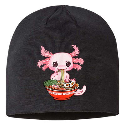 Kawaii Axolotl Eating Ramen Noodles Anime Gift Teens Sustainable Beanie