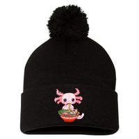 Kawaii Axolotl Eating Ramen Noodles Anime Gift Teens Pom Pom 12in Knit Beanie