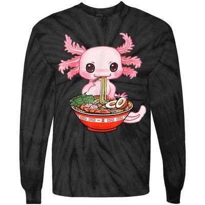 Kawaii Axolotl Eating Ramen Noodles Anime Gift Teens Tie-Dye Long Sleeve Shirt