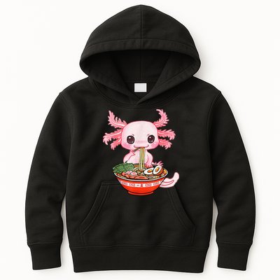 Kawaii Axolotl Eating Ramen Noodles Anime Gift Teens Kids Hoodie