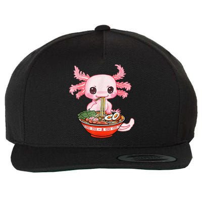 Kawaii Axolotl Eating Ramen Noodles Anime Gift Teens Wool Snapback Cap