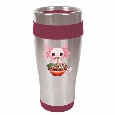 Kawaii Axolotl Eating Ramen Noodles Anime Gift Teens 16oz Travel Tumbler