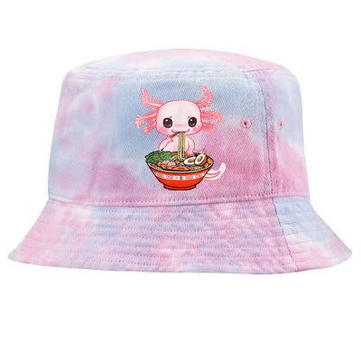 Kawaii Axolotl Eating Ramen Noodles Anime Gift Teens Tie-Dyed Bucket Hat