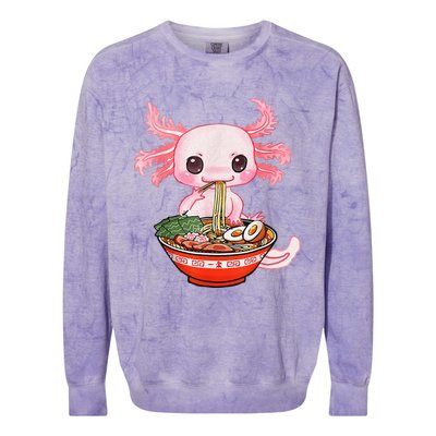 Kawaii Axolotl Eating Ra Noodles Anime Gift Colorblast Crewneck Sweatshirt