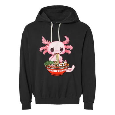 Kawaii Axolotl Eating Ra Noodles Anime Gift Garment-Dyed Fleece Hoodie