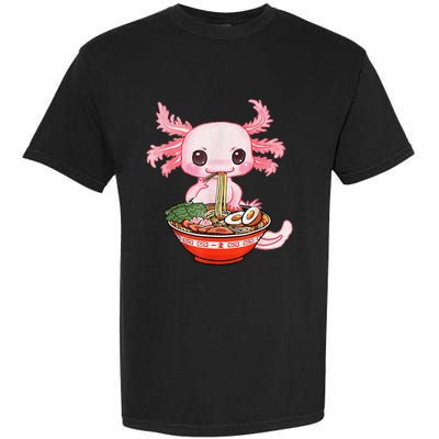 Kawaii Axolotl Eating Ra Noodles Anime Gift Garment-Dyed Heavyweight T-Shirt