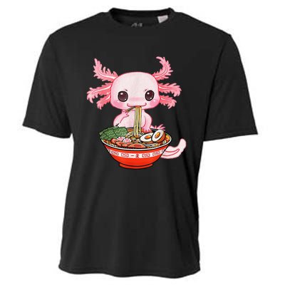 Kawaii Axolotl Eating Ra Noodles Anime Gift Cooling Performance Crew T-Shirt