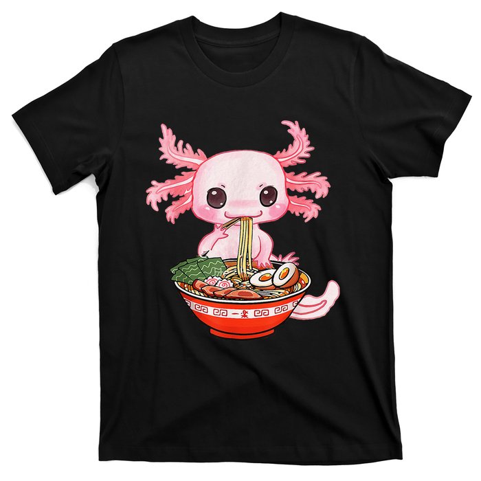 Kawaii Axolotl Eating Ra Noodles Anime Gift T-Shirt