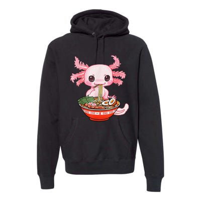 Kawaii Axolotl Eating Ra Noodles Anime Gift Premium Hoodie