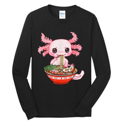 Kawaii Axolotl Eating Ra Noodles Anime Gift Tall Long Sleeve T-Shirt