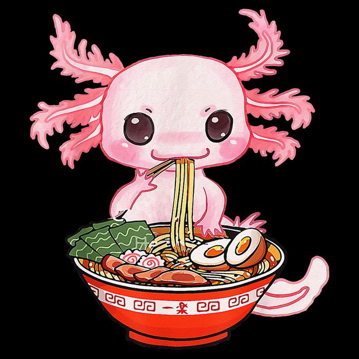 Kawaii Axolotl Eating Ra Noodles Anime Gift Womens Tank Top
