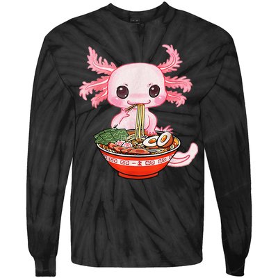 Kawaii Axolotl Eating Ra Noodles Anime Gift Tie-Dye Long Sleeve Shirt