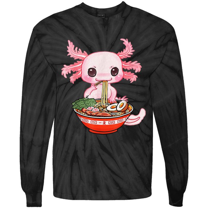 Kawaii Axolotl Eating Ra Noodles Anime Gift Tie-Dye Long Sleeve Shirt