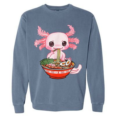 Kawaii Axolotl Eating Ra Noodles Anime Gift Garment-Dyed Sweatshirt