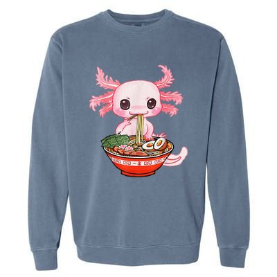 Kawaii Axolotl Eating Ra Noodles Anime Gift Garment-Dyed Sweatshirt