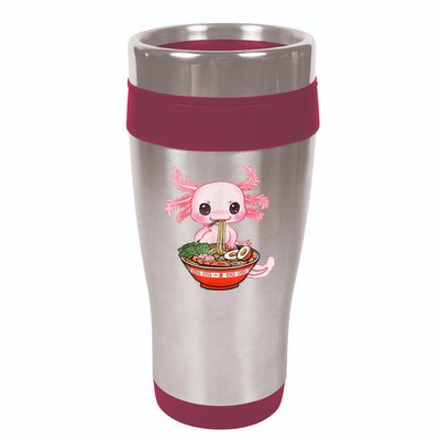 Kawaii Axolotl Eating Ra Noodles Anime Gift 16oz Travel Tumbler