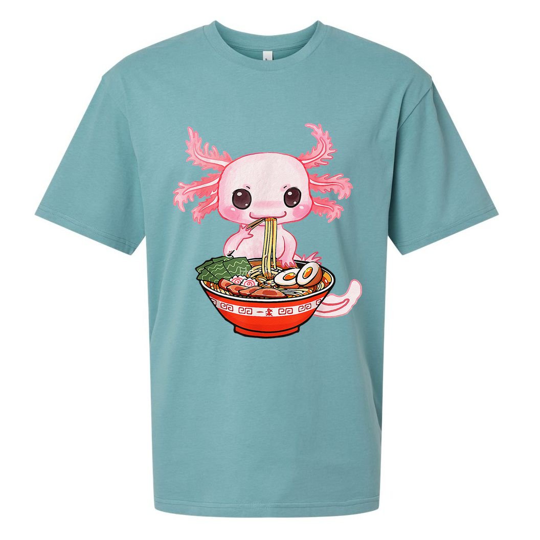Kawaii Axolotl Eating Ra Noodles Anime Gift Sueded Cloud Jersey T-Shirt