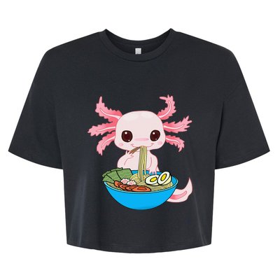 Kawaii Axolotl Eating Ra Noodles Anime Bella+Canvas Jersey Crop Tee