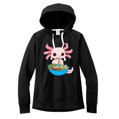 Kawaii Axolotl Eating Ra Noodles Anime Women's Fleece Hoodie