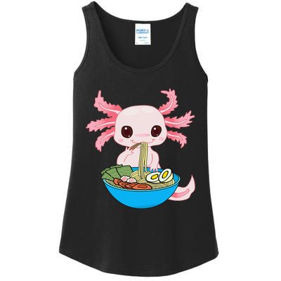 Kawaii Axolotl Eating Ra Noodles Anime Ladies Essential Tank