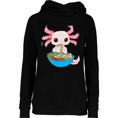 Kawaii Axolotl Eating Ra Noodles Anime Womens Funnel Neck Pullover Hood