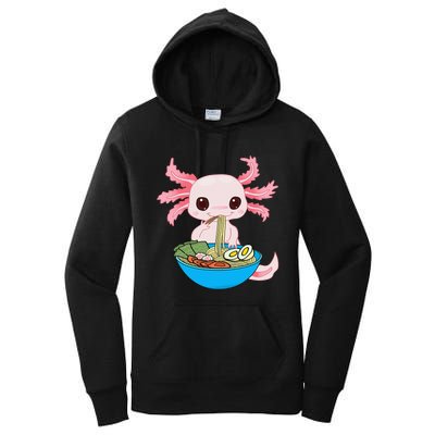 Kawaii Axolotl Eating Ra Noodles Anime Women's Pullover Hoodie