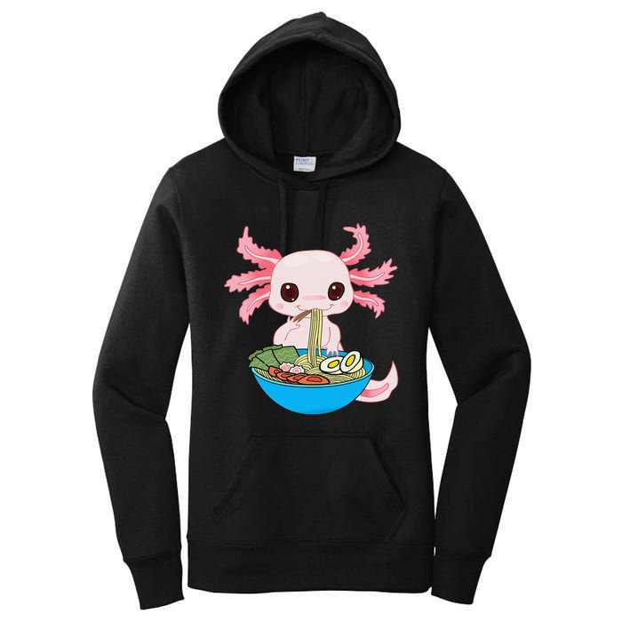 Kawaii Axolotl Eating Ra Noodles Anime Women's Pullover Hoodie