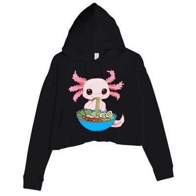 Kawaii Axolotl Eating Ra Noodles Anime Crop Fleece Hoodie