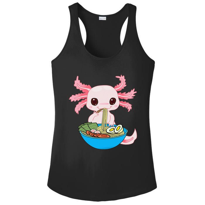 Kawaii Axolotl Eating Ra Noodles Anime Ladies PosiCharge Competitor Racerback Tank