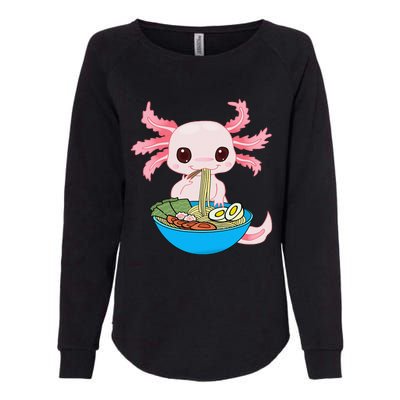 Kawaii Axolotl Eating Ra Noodles Anime Womens California Wash Sweatshirt